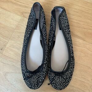 ZARA Black Mesh Sparkle Ballet Flats